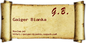 Gaiger Bianka névjegykártya